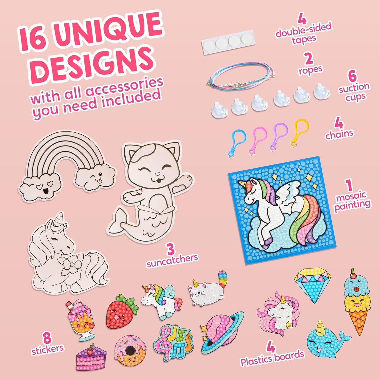 Klever Kits 16 Projects Gem Painting, Kids Diamond Gem Painting Kit with 5D Gem, Arts and Crafts for Girls Ages 6-12, Gem Craft Activities Kits, Premium Art Gift Ideas for Girls Ages 6, 7, 8+