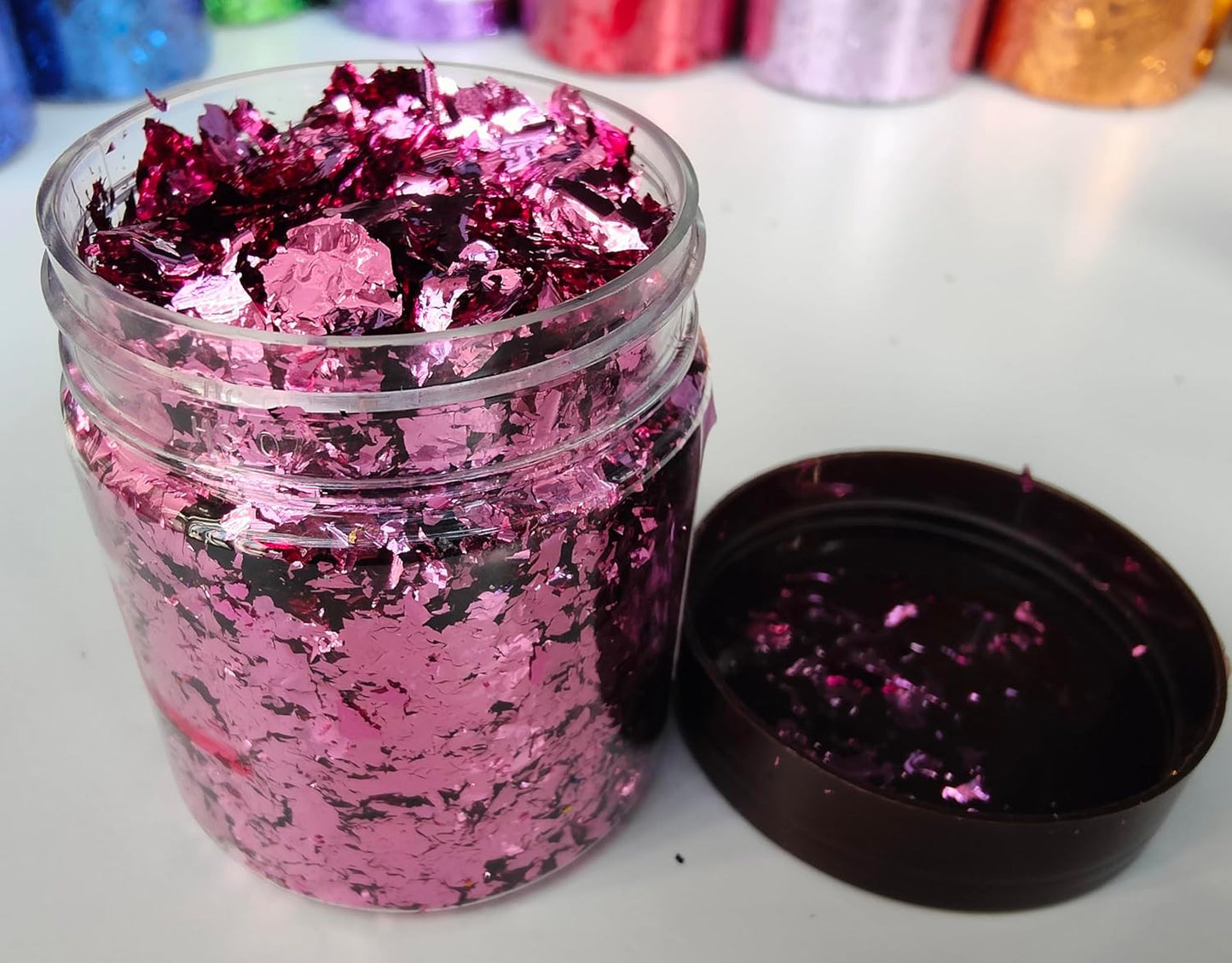 Gilding Flakes,Gold Foil Flakes for Resin,Blue Red Purple Pink Metallic Foil Flakes for Resin Jewelry Making,Nails,Painting Art,Crafts and Slime (Rose red)