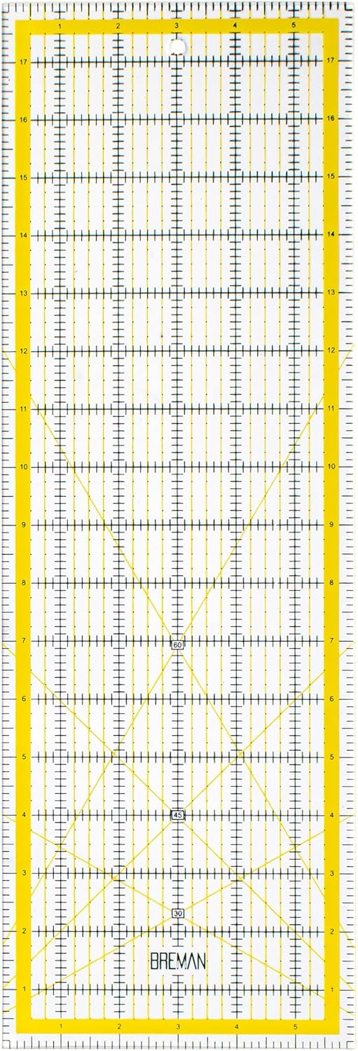 Breman Precision Quilting Rulers – 6x18 Inch Clear Acrylic Rulers for Quilting and Sewing – Laser-Cut Edge, Easy-Read Grid Lines, Angled Markers – Fabric Guide for Left & Right-Handed Users