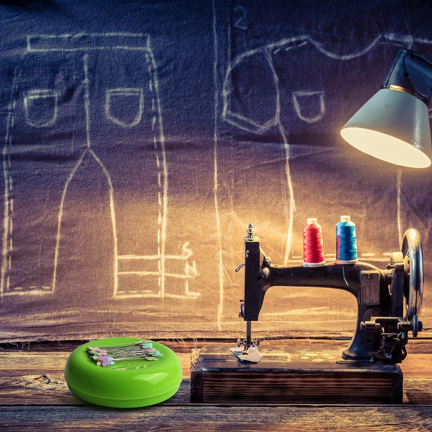 Oukitoymer Magnetic Pin Cushion with 100pcs Butterfly Head Straight Pins, Bobby Pin Holder for Sewing, Magnet Needle Cushion, Paper Clip Collector, Secure Pin Storager, Sewing & Quilting Accessories