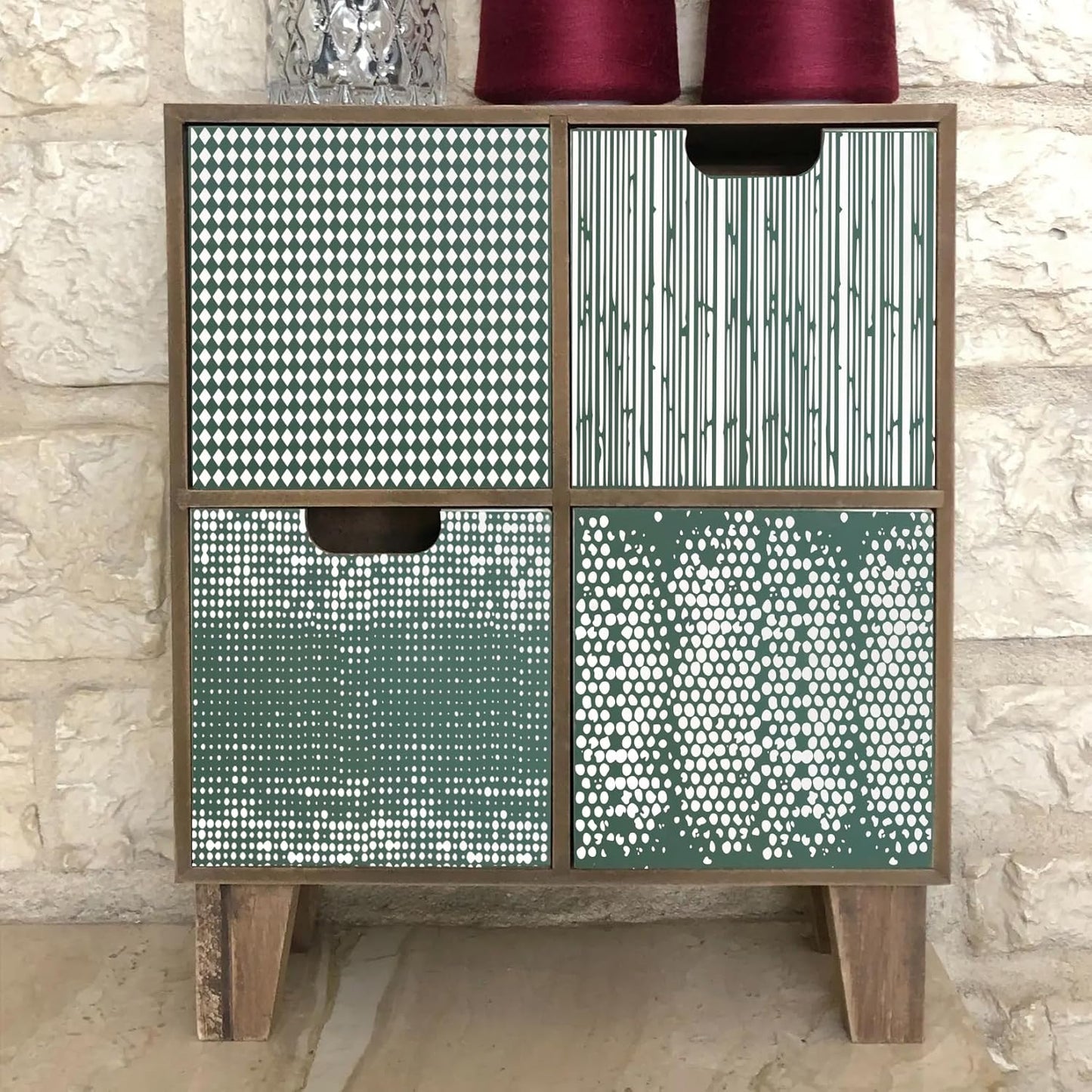 12-Piece Reusable Honeycomb Polka Dot Geometry Pattern Mixed Media Stencils for Painting on Wood, Paper, Cookie, Cake, Journal