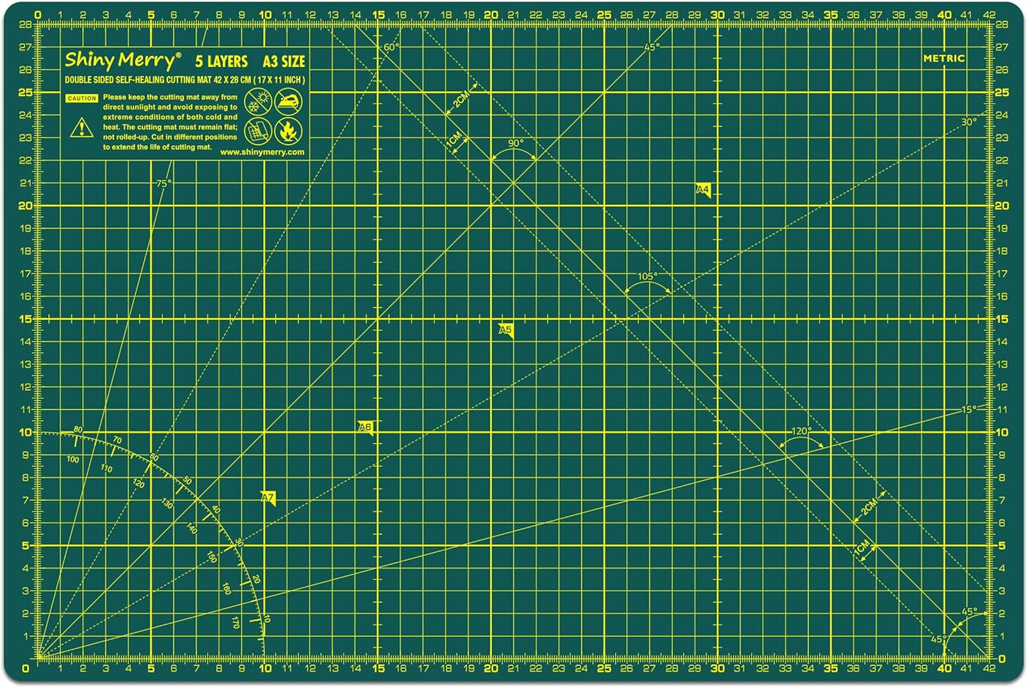 Self Healing Cutting Mat A3 12"x18" – Double Sided 5-Ply Craft Mat for Sewing, Quilting, Fabric, Scrapbooking – Green/Green