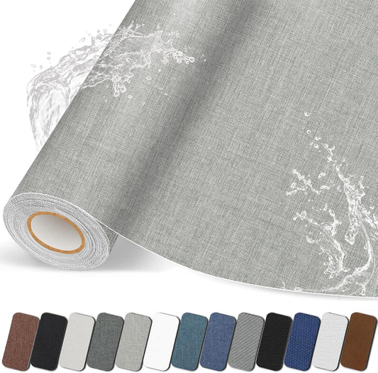 Fabric Repair Patches, 17X158 inch Linen Self-Adhesive Fabric Repair Tape, Strong Sticky Linen Patch for Sofas, Tote Bags, Clothing, Car Seats, Furniture（Medium Grey, 17X158 inch）