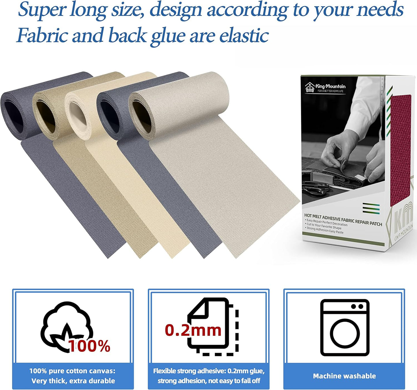 KING MOUNTAIN Canvas Iron on Patch,3"×60",Waterproof 100% Cotton Fabric Repair Patch,Used for Various Sofa,Tent,Clothes,Seats,Suitcases (Burgundy)