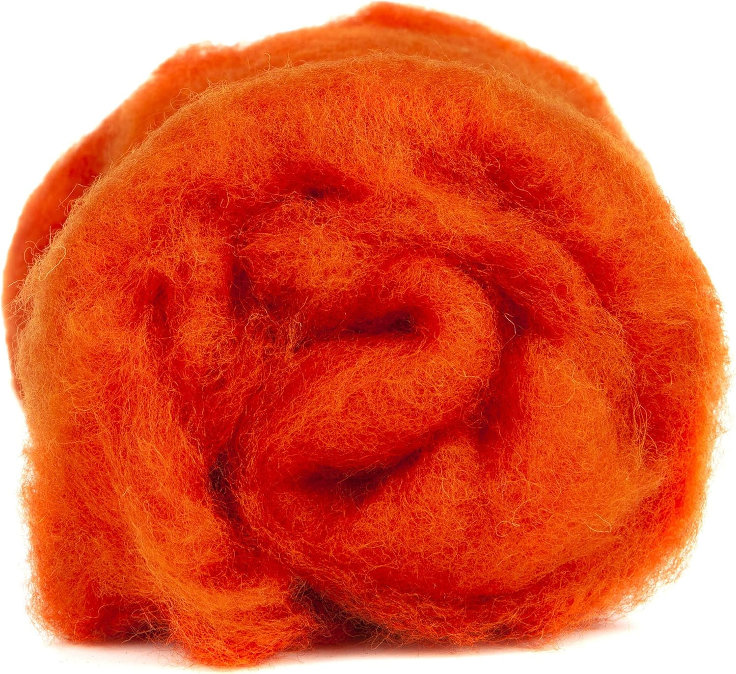 Desert Breeze Distributing Maori Wool Carded Batting, 100% Natural New Zealand Wool Made by DHG in Italy for Needle Felting, 3.5 OZ, 27 Micron, Color Ginger Orange