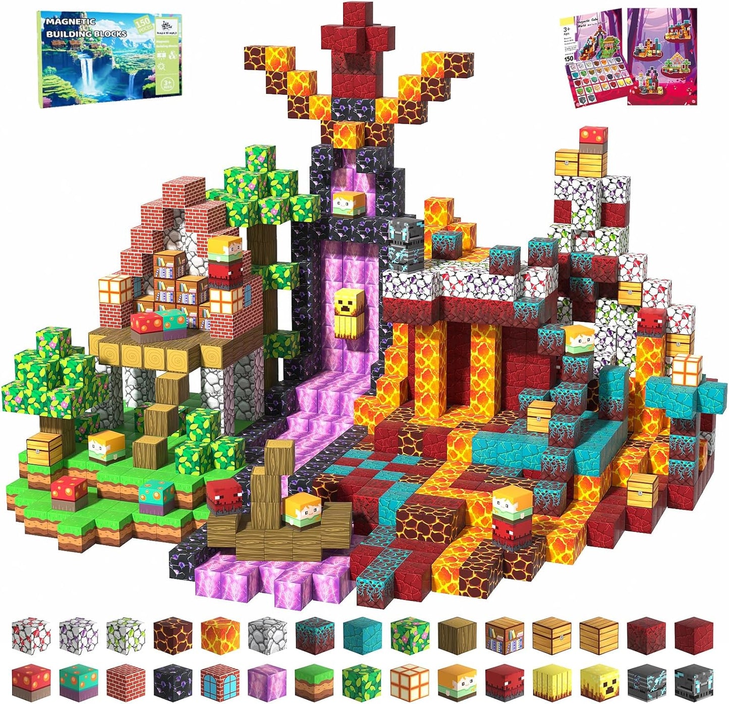 150 PCS Magnetic Building Blocks Toys for Kids, Stacking Magnetic Tiles Toys for Kids Toddlers Boys Girls Ages 3 4 5 6 7 8-12 Gifts