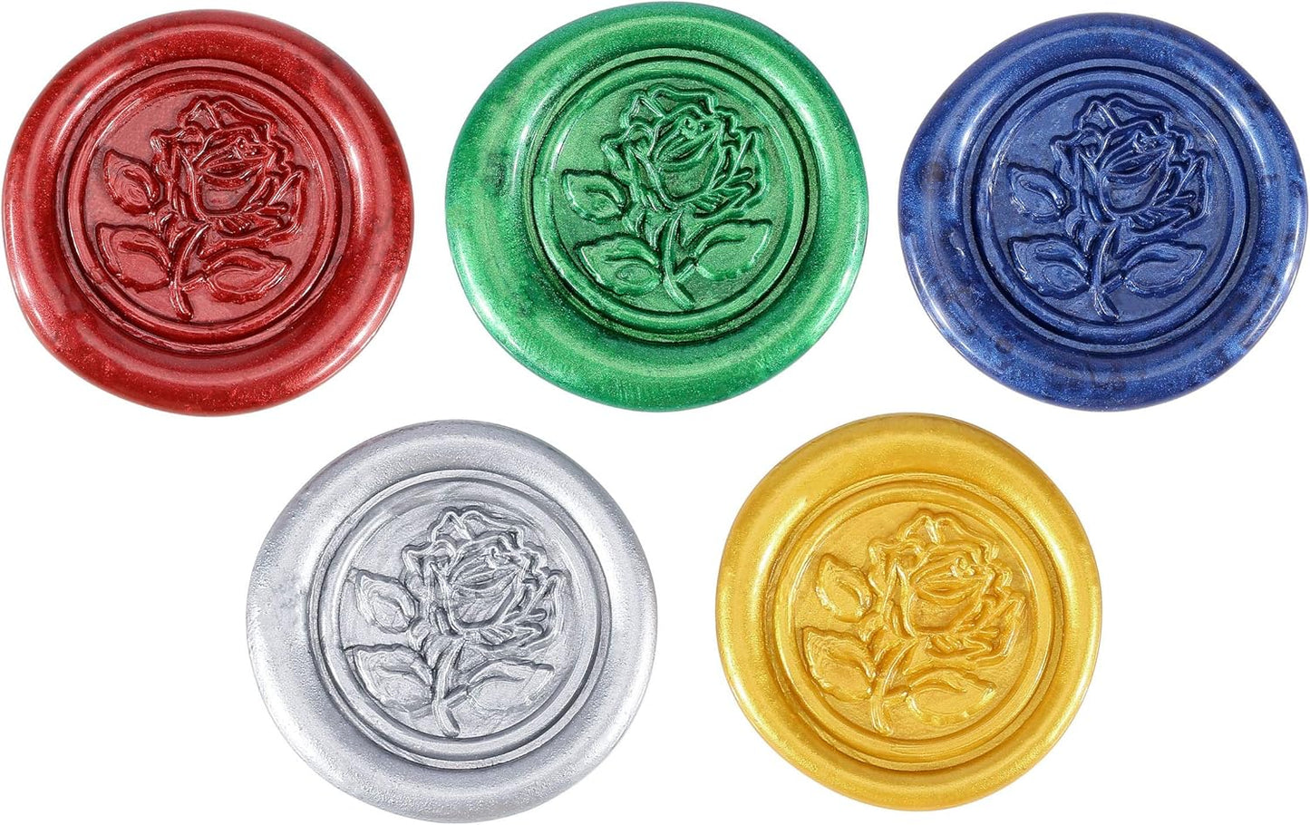 Yoption 5 Colors Sealing Wax Sticks, Vintage Totem Fire Manuscript Wax Seal Sticks with Wicks for Wax Seal Stamp (Gold+Silve+Red+Green+Blue)