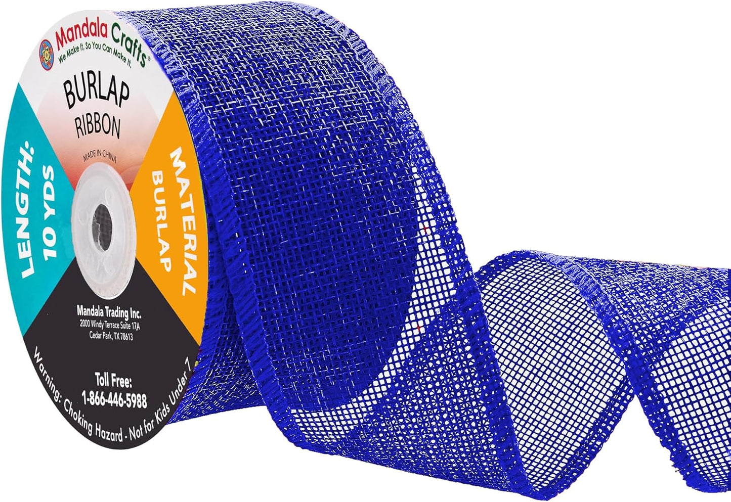 Mandala Crafts Royal Blue Burlap Ribbon 2 Inches Wide Jute Ribbons for Crafts - 20 Yds Roll Rustic Burlap Wrap Trim Ribbons for Wreaths Bows Wedding Party Decoration