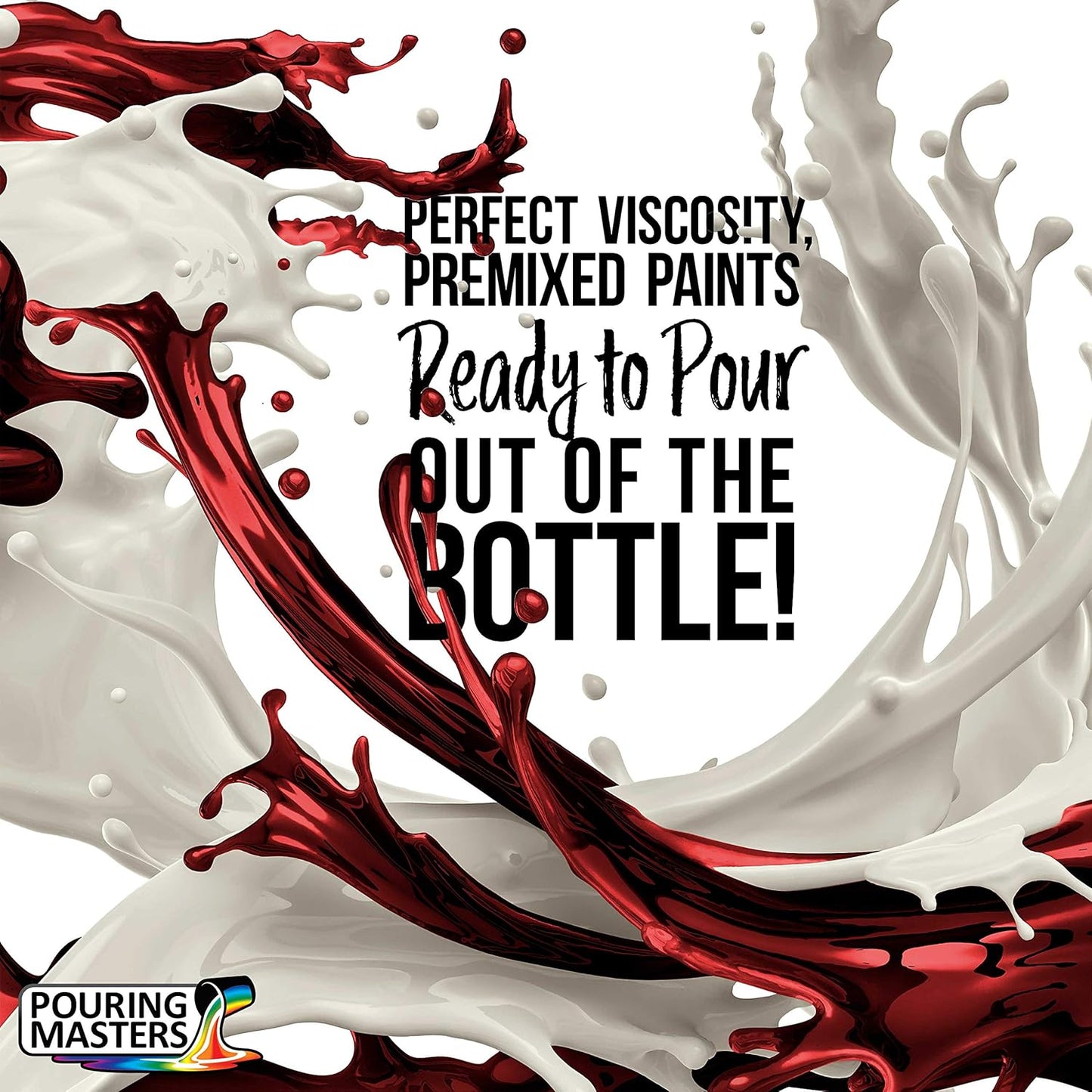POURING MASTERS Crimson Red Acrylic Ready to Pour Pouring Paint - Premium 32-Ounce Pre-Mixed Water-Based - for Canvas, Wood, Paper, Crafts, Tile, Rocks and More