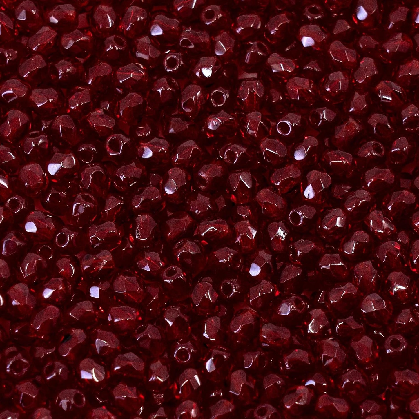 100 pcs Faceted Fire Polished Pressed Czech Glass Beads 4mm (0.16in), Bohemian Dark Ruby Red - 90100