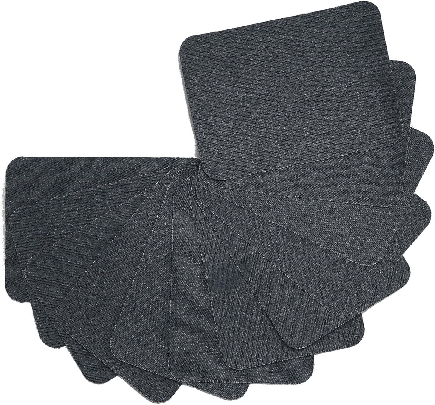 12PCS Fabric Iron on Patches Inside & Outside Strong Glue 100% Cotton Repair Patch for Clothes Pants Mending and Decorating, Dark Grey
