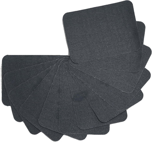 12PCS Fabric Iron on Patches Inside & Outside Strong Glue 100% Cotton Repair Patch for Clothes Pants Mending and Decorating, Dark Grey