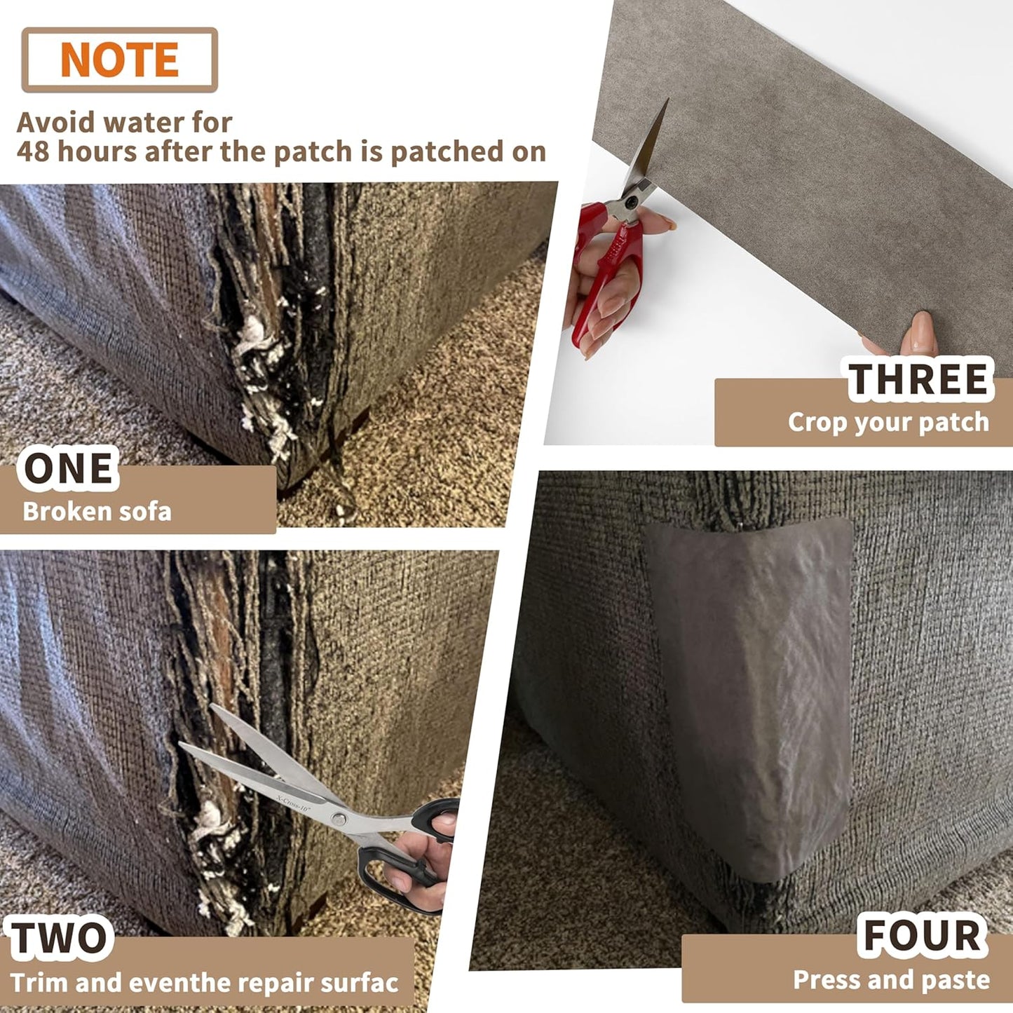 Azobur Sofa Repair Patch - Oversized Microfiber Patch, Self Adhesive Fabric, Super Cost-Effective Combination (Brown)