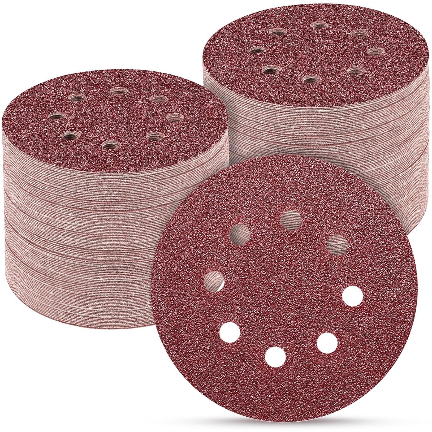100 PCS 5 Inch Sanding Discs 60 Grit, Round Hook and Loop Sandpaper for Random Orbital Sander