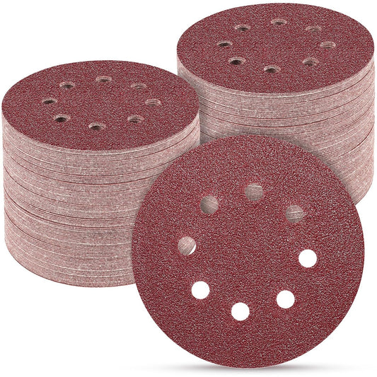 100 PCS 5 Inch Sanding Discs 60 Grit, Round Hook and Loop Sandpaper for Random Orbital Sander