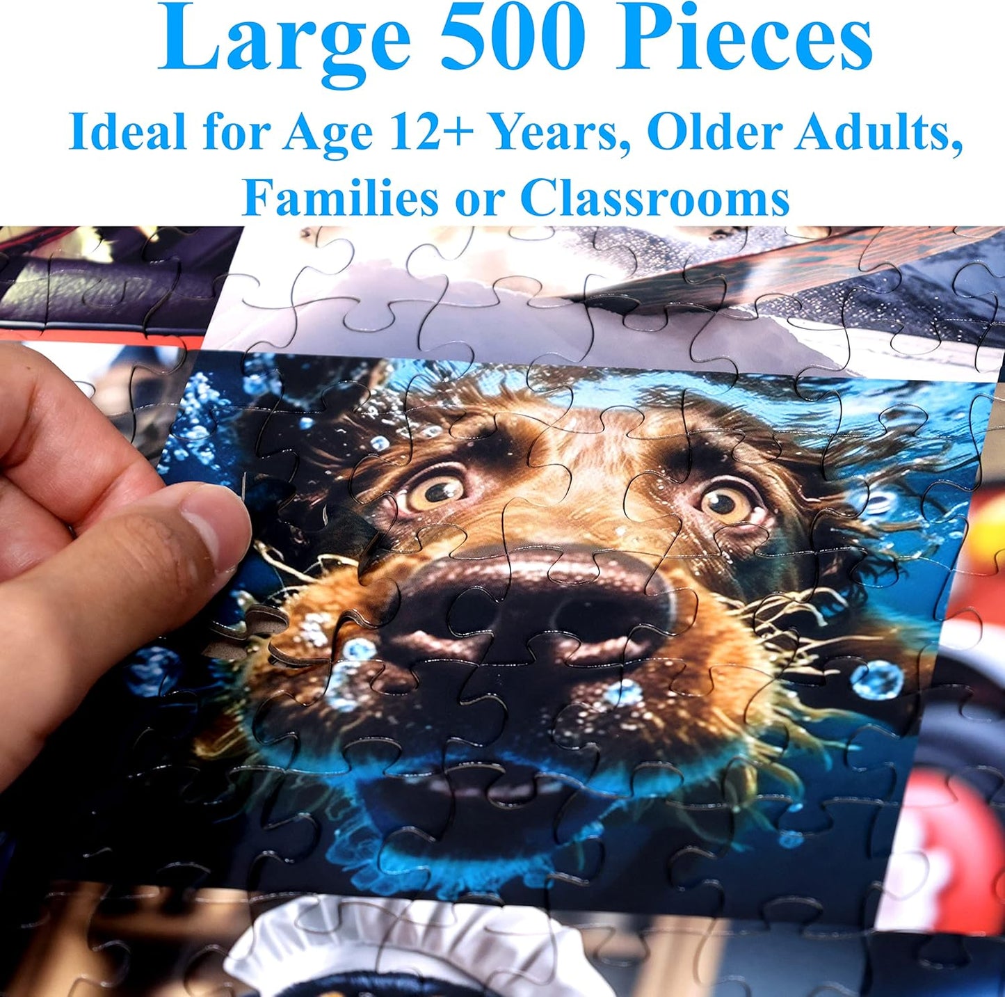 Think2Master Cute Dogs 500 Pieces Jigsaw Puzzle Featuring heartwarming Puppies and Dogs. Fun Teens, Seniors & Families. Great Gift for Kids Ages 13+ Size: 26.8” x 18.9”