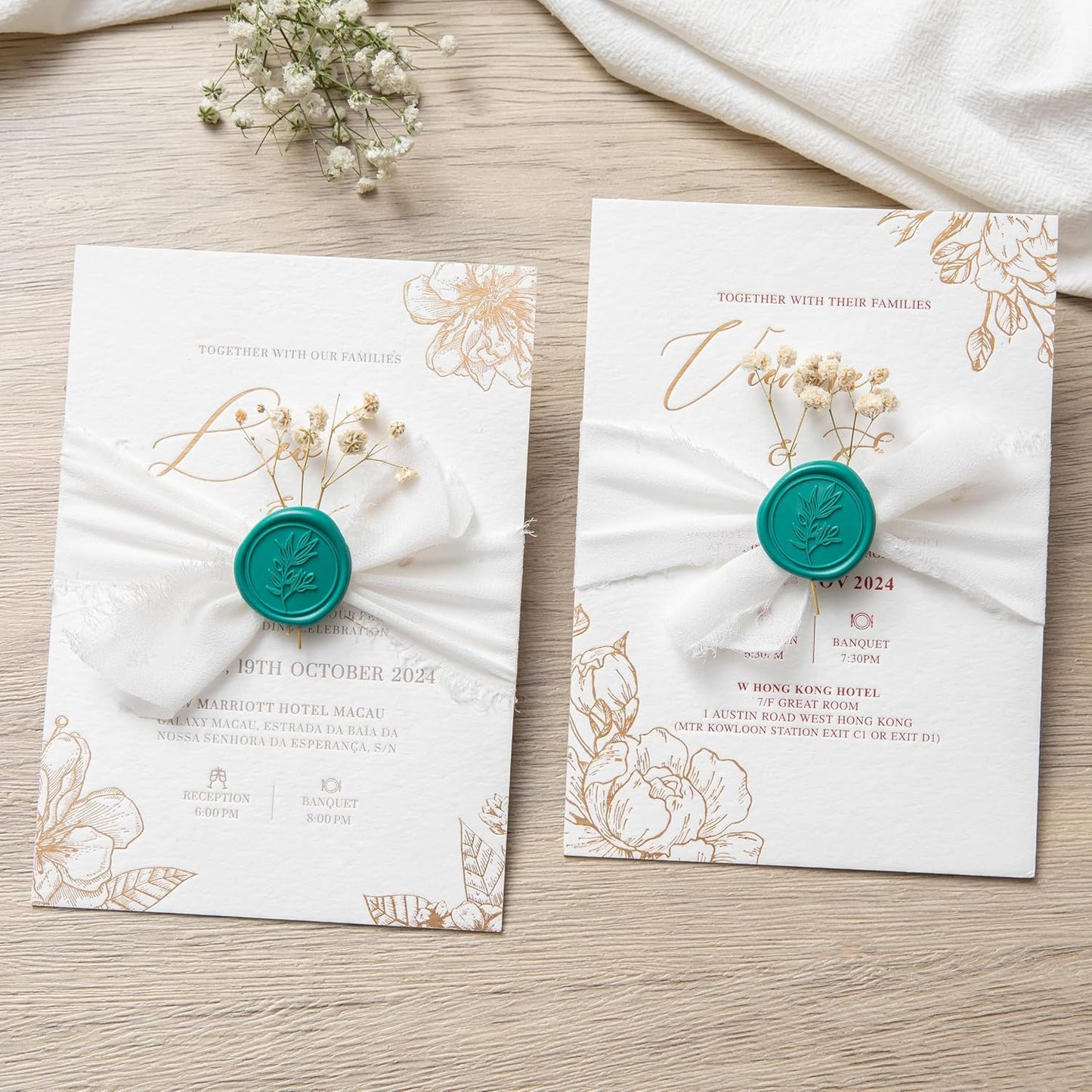 PONATIA Teal Green Wax Seal Stickers - 50 Pcs Self- Adhesive Wedding Envelopes Wax Seals Perfect for Invitation Cards, Envelopes, Christmas Cards, Gift Wrapping, Party Menu Decor