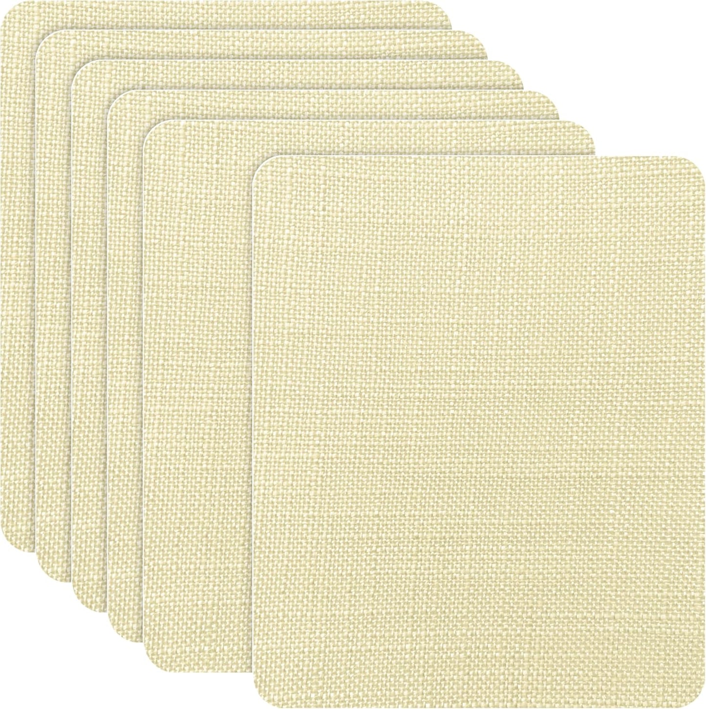 Azobur Coarse Linen Repair Patches, 6 Piece Self-Adhesive Linen Fabric Patches, Multi Color, Can be Used for Linen Sofa Repair and Linen Clothes Repair, Quick Fix Sofa.(Cream-Yellow)