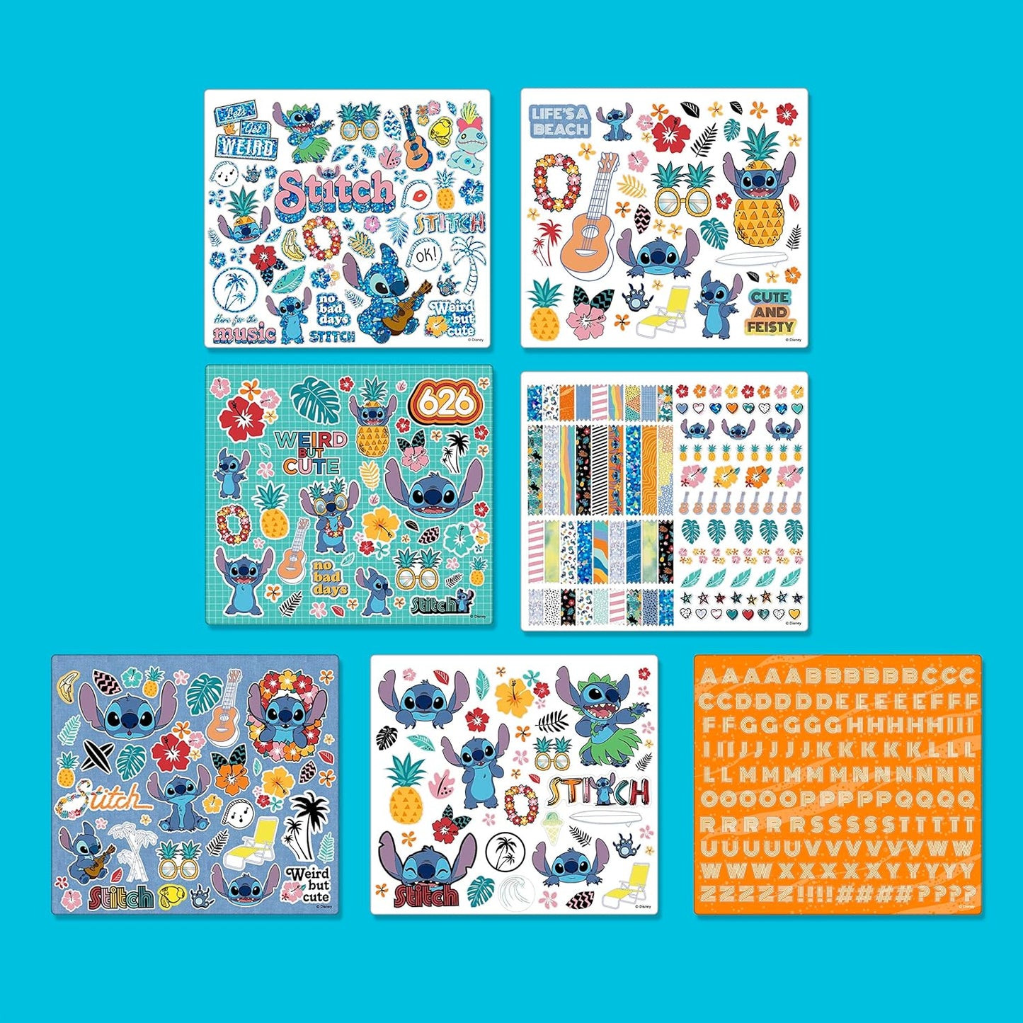 Fashion Angels Disney Stitch Color & Collage Design Set, Includes 15 Colorable Posters & 7 Sticker Sheets, Ideal Crafts Activity for Kids Ages 8 and Up