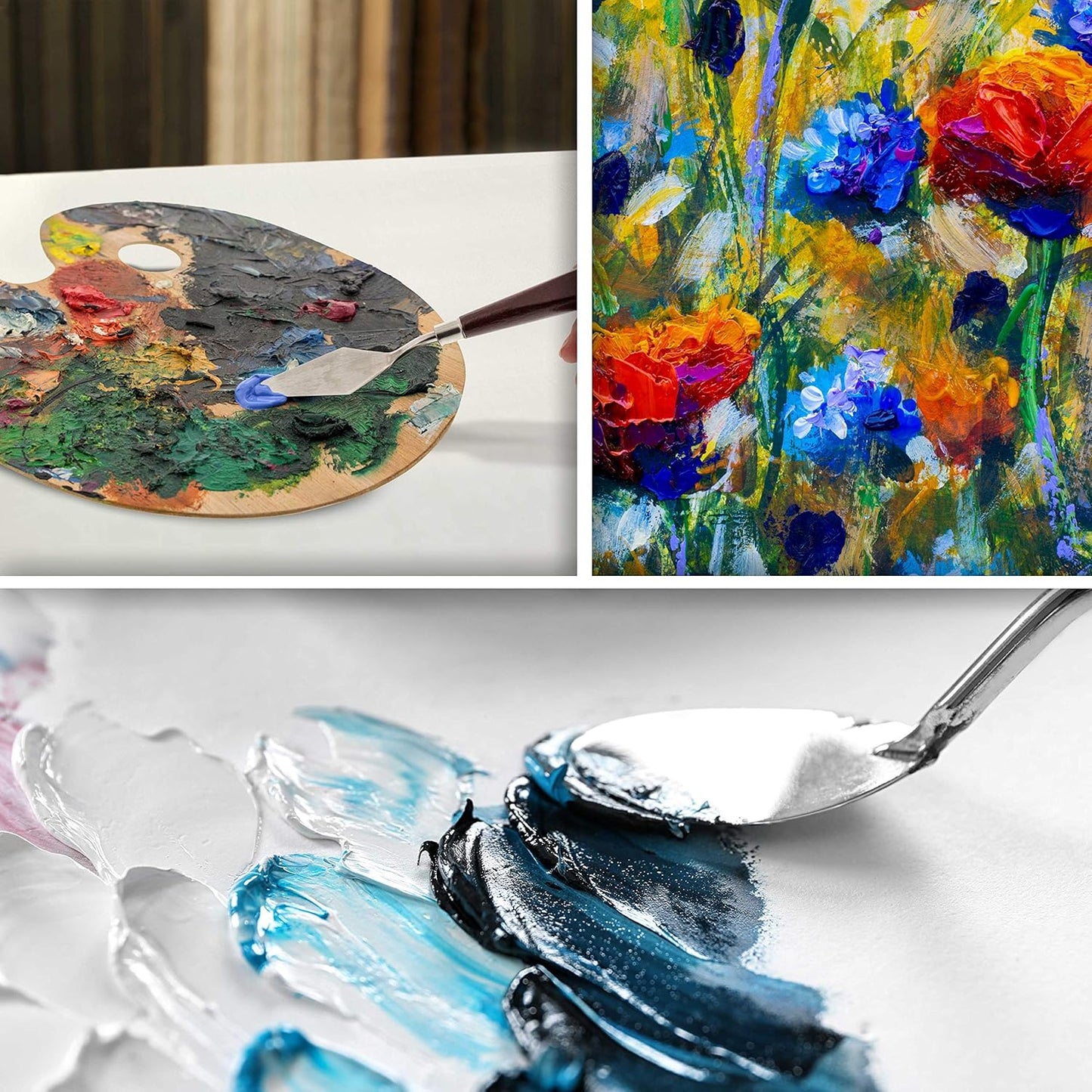 U.S. Art Supply 5-Piece Stainless Steel Palette Knife Set for Acrylic Painting - Paint Spatula Tools for Oil, Canvas Art - Painting Knives for Mixing, Texturing - Pallet Knives for Art & Cake