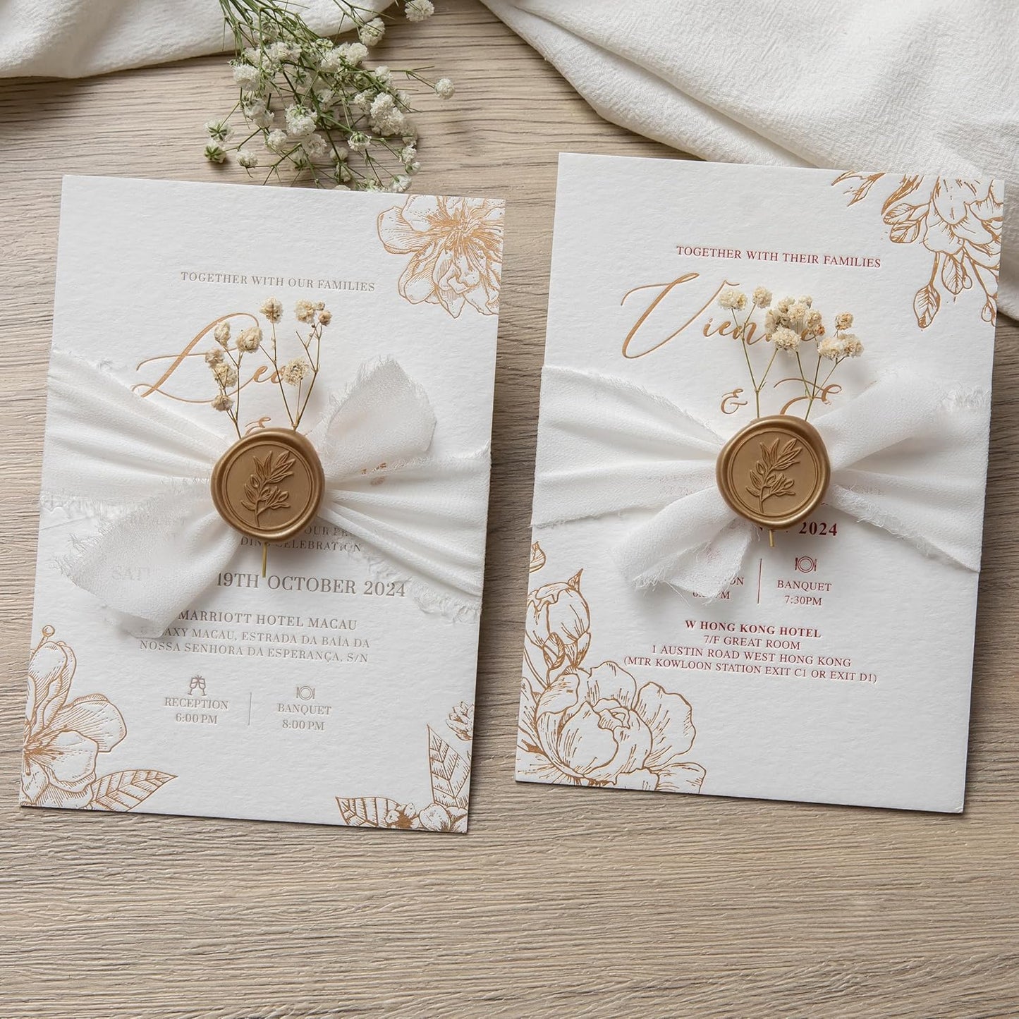 PONATIA Antique Gold Wax Seal Stickers - 50 Pcs Self- Adhesive Wedding Seal Stickers, Perfect for Wedding Invitation Cards, Envelopes Christmas Cards, Gift Wrapping, Party Menu Decor