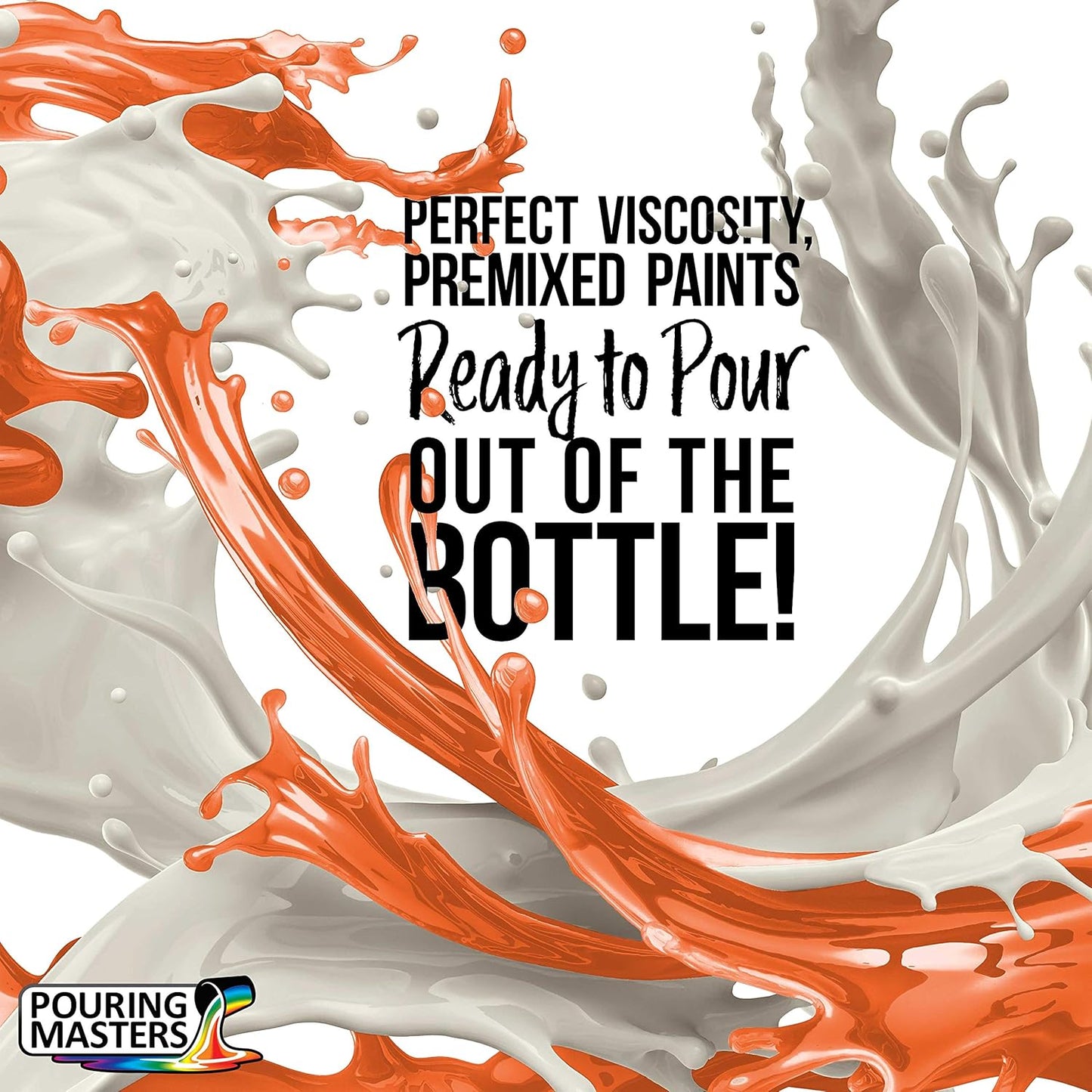 POURING MASTERS Citrus Orange Acrylic Ready to Pour Pouring Paint - Premium 64-Ounce Pre-Mixed Water-Based - for Canvas, Wood, Paper, Crafts, Tile, Rocks and More