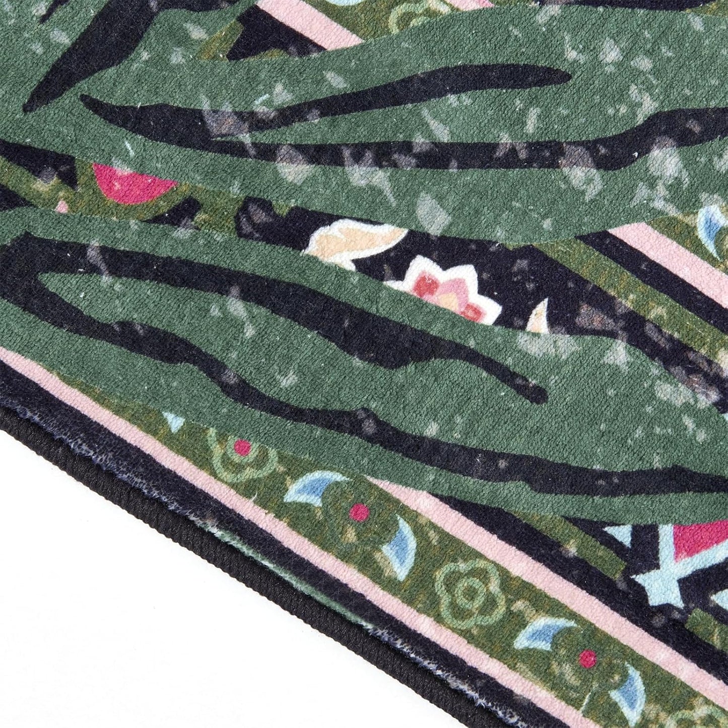 Oriental Tropical Washable Rugs, Stain Resistant Black Boho Vintage Hippie 6x9 Area Rugs for Dining Living Room Office Dorm Entryway, Abstract Botanical Tribal Indian Accent Bedroom Carpet