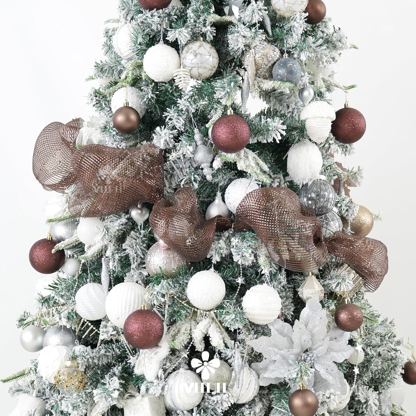 MEEDEE Brown Deco Mesh 10 Inch Deluxe Wide Foil Metallic Mesh Ribbon Chocolate Deco Mesh Harvest Mesh Ribbon Fall Mesh for Wreaths, Garland, Christmas Tree, Gift Wrapping, Bows Making (30 Feet)