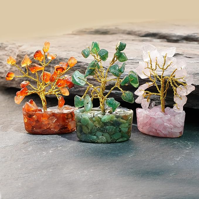 KARMAPLEDGE Healing Crystal Tree of Life Gifts for Women, Set of 12 Handmade 7 Chakra Healing Crystal Tree for Home Decor, Office Decor, Positive Energy, Money, Good Luck Gifts Mom