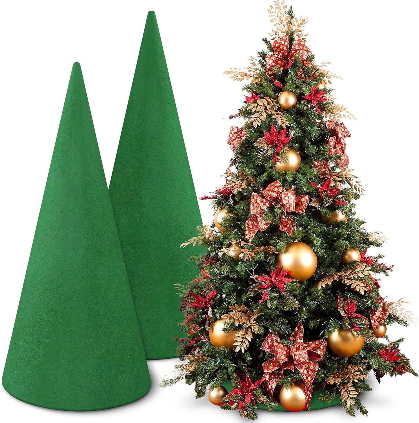 Max Shape Floral Foam Tree Cones for Christmas DIY Crafts, Large Size 12.5 x 3.9 Inche Green,Wet Floral Foam Flower Arrangement Kits for Xmas Party Decor Wedding,Birthday,PartyTable Decor (Green)