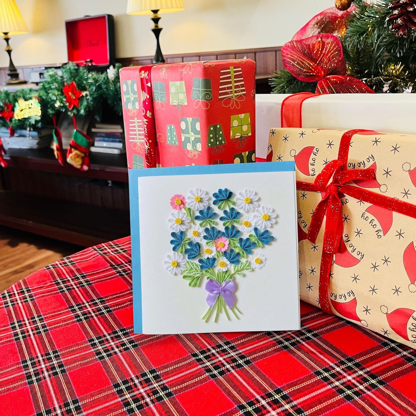 Quilling Cards, handmade card, quilled cards with Handmade Art Quilling birthday card for women, Birthday card, mother... colorful heart design (Daisy)