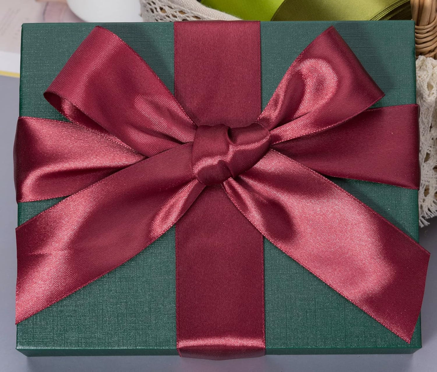 1 1/2 Inch Wine Red Solid Satin Ribbon, 50 Yards Craft Fabric Ribbon for Gift Wrapping Floral Bouquets Wedding Party Decoration