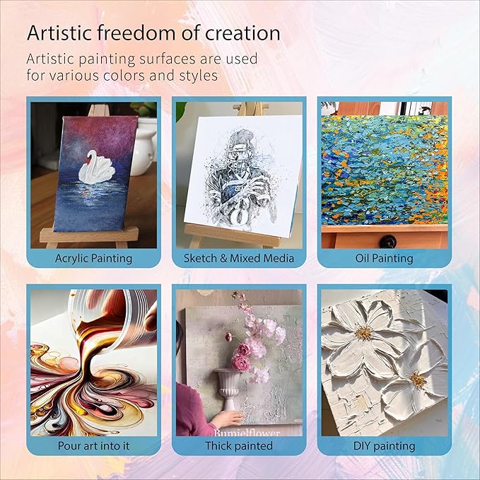 Bianyo 9x12 Inch Canvas Panels for Painting – 12 Pack, 100% Cotton, Triple Primed & Acid-Free, Art Boards for Acrylic & Oil Paints, Ideal for Artists, Students, Hobbyists & Beginners