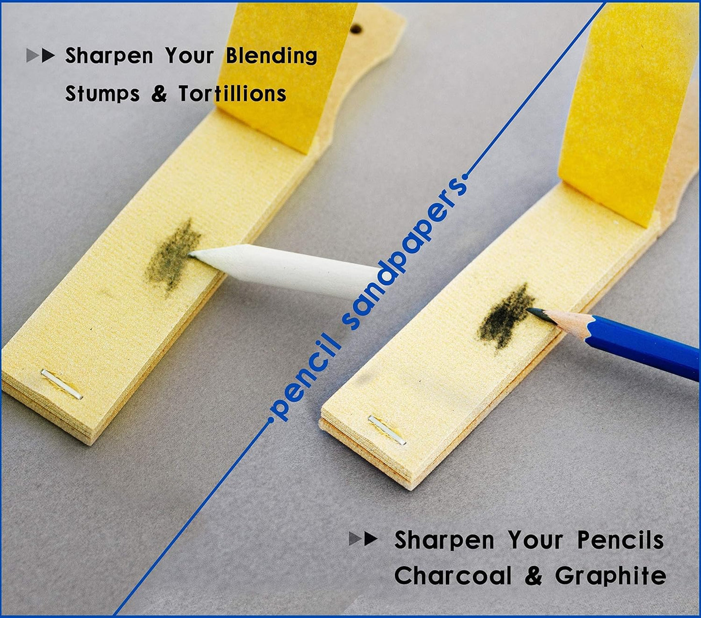 N NOROCME 12 PCS Blending Stumps and Tortillions Paper Art Blenders with Sandpaper Pencil Sharpener Pointer for Student Artist Charcoal Sketch Drawing Tools