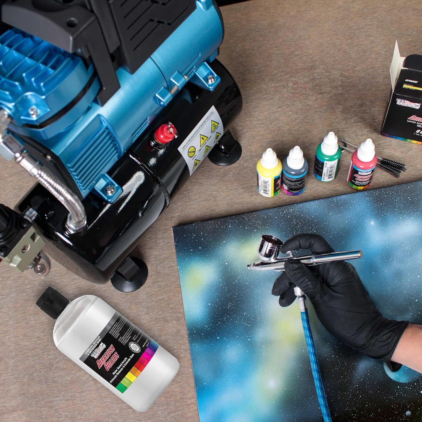 U.S. Art Supply 16-Ounce Airbrush Thinner Reducer and Extender Base for Acrylic Paints - Airbrush Paint Thinner, Reduces Viscosity, Improves Flow, Thins Acrylic Pouring Paint