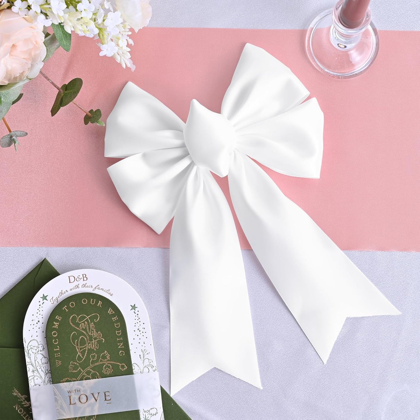 White Satin Ribbon 3 Inch X 15 Yards Solid Color Double Faced Ribbons Perfect for Crafts Wedding Decor Bow Making Arts Sewing and More