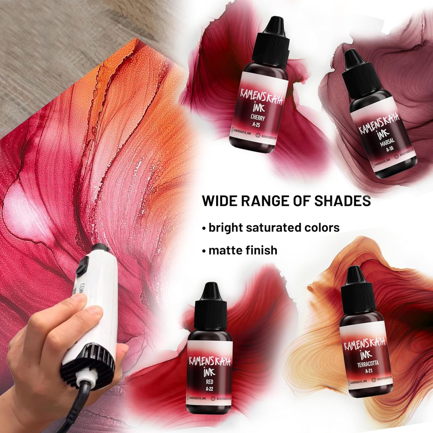 Alcohol Ink Set #9: Matched Color Combination of Alcohol Inks, 4 pcs. 0.51 fl oz (15 ml) Each