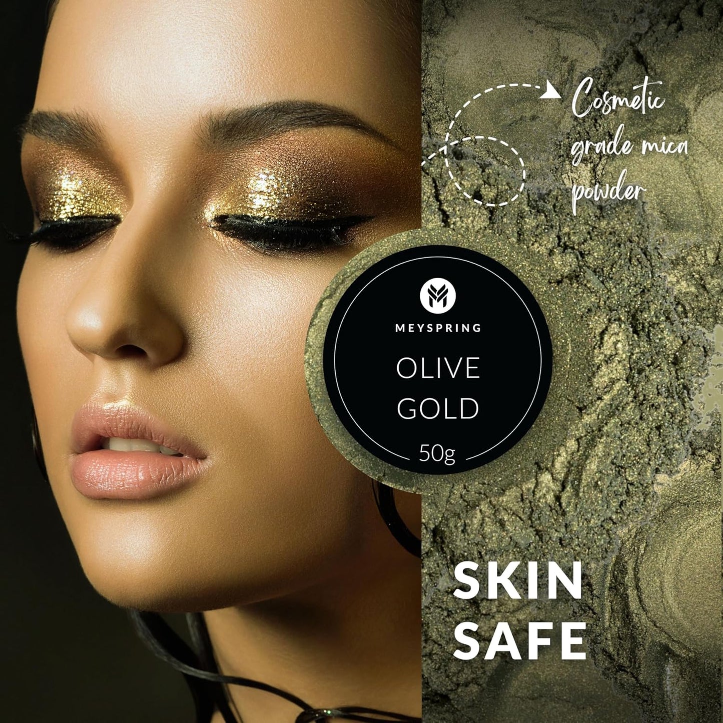 MEYSPRING Olive Gold Epoxy Resin Green Pigment - 50 Grams - Green Mica Powder for Epoxy Resin, UV Resin and Resin Art - Color Shifting Pigment