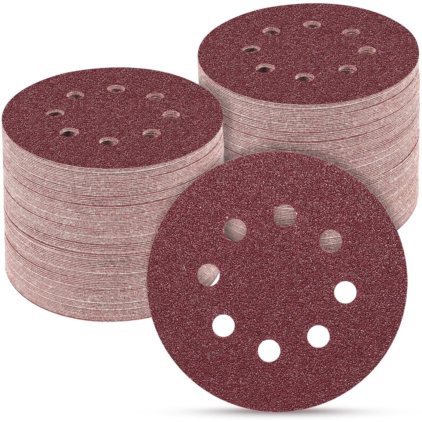 100 PCS 5 Inch Sanding Discs 40 Grit, Round Hook and Loop Sandpaper for Random Orbital Sander