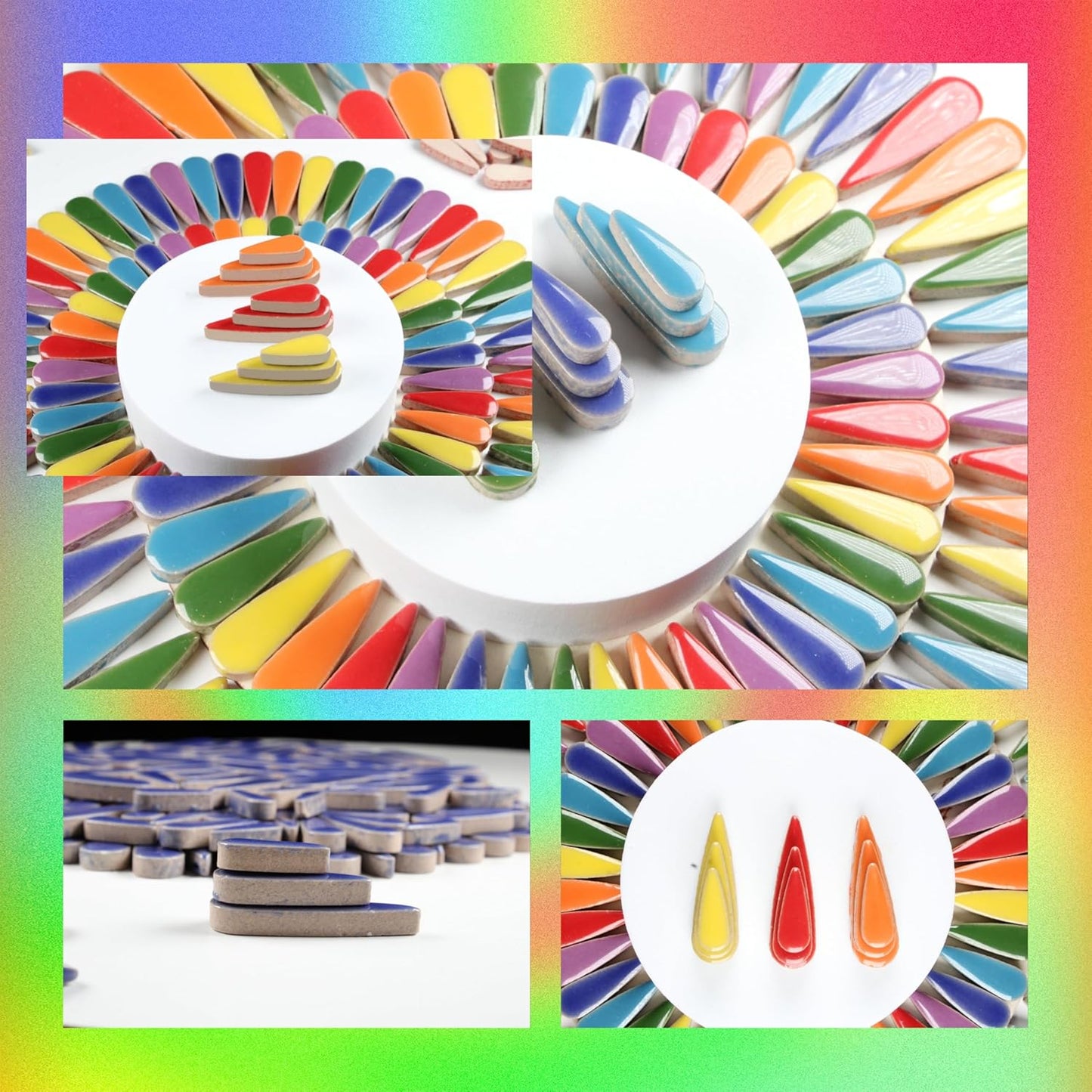 200g Petal Droplet Shaped Ceramic Mosaic Tiles for Crafts, Vibrant Colors, Ceramic Tiles for Mosaic Making Kits, DIY Arts and Crafts (Teal Blue)