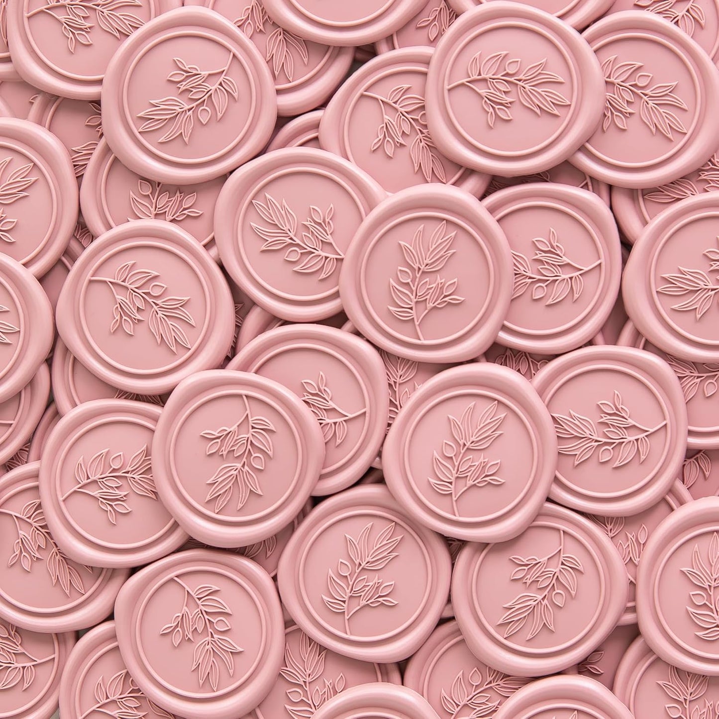 PONATIA 50 Pcs Dusty Rose Wax Seal Stickers - Eucalyptus Leaf, Perfect for Wedding Invitations, Gift Wrapping & More