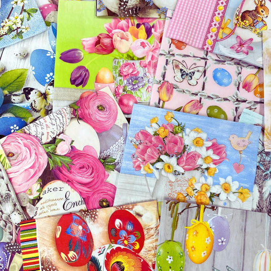 Mystery Pack Decoupage Paper Napkins, 20-ct Assorted Surprise Napkins, Decorative Napkins Easter for Art Craft Junk Journal, 20 Different Designs