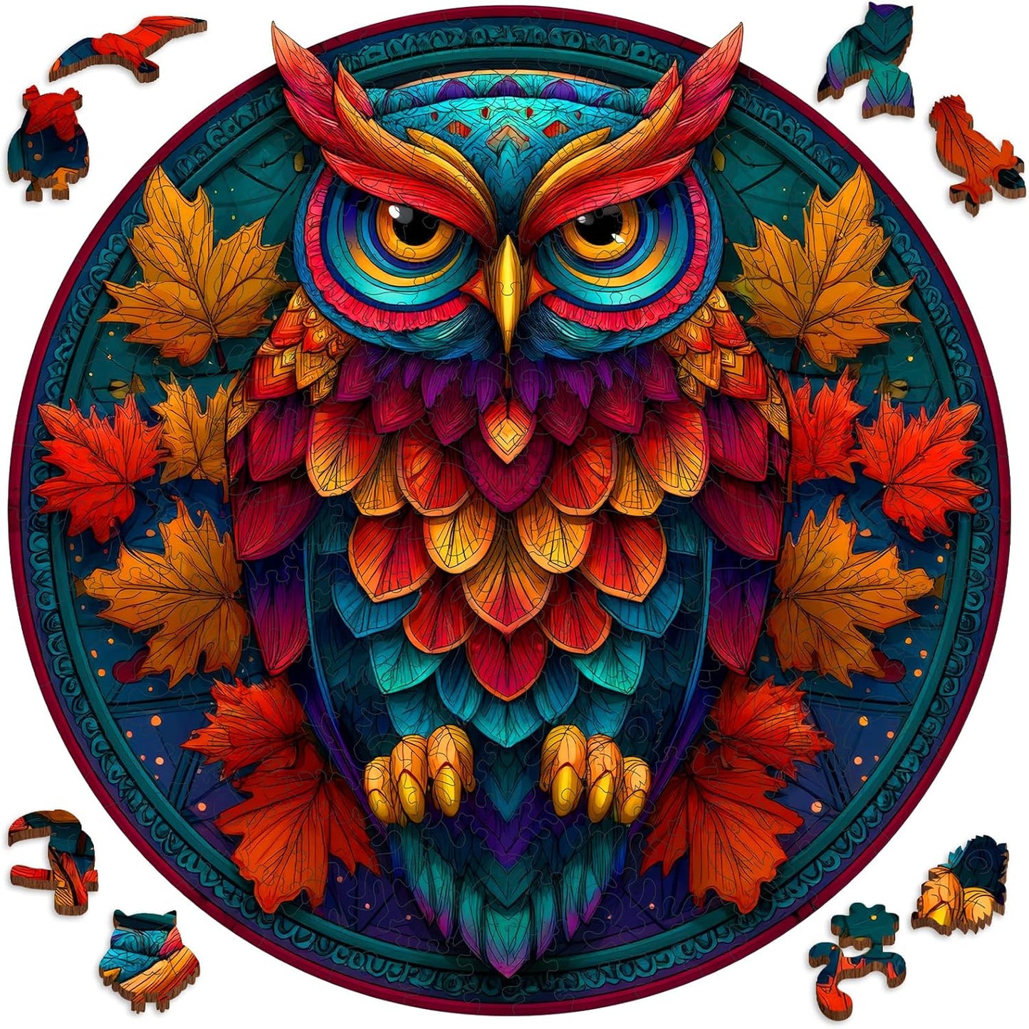 Wooden Puzzles for Adults, Colorful Owl Puzzles 200 Pieces, Unique Shaped Jigsaw Puzzles for Adults and Kids, Birthday Gifts Fun Challenge Family Game 11.2'' x 11.2''