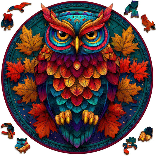 Wooden Puzzles for Adults, Colorful Owl Puzzles 500 Pieces, Unique Shaped Jigsaw Puzzles for Adults and Kids, Birthday Gifts Fun Challenge Family Game 16.5'' x 16.5''