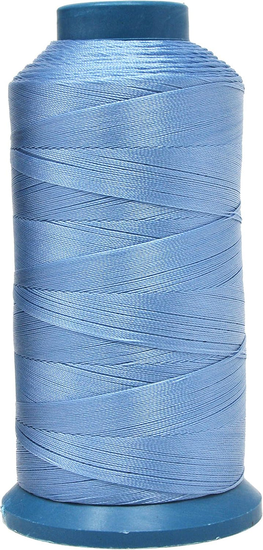 Mandala Crafts Bonded Nylon Thread Light Blue Heavy Duty Sewing Threads - 1500 YDs Size 69 210D T70 Tex 70 Thread for Leather Jeans Weaving Outdoor Marine Upholstery Threads