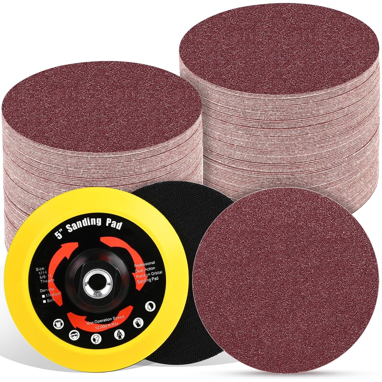 5 Inch 70 PCS Sanding Disc (40-800 Grit) and 1PCS Buffer Pads,1PCS Replacement Sander Pads