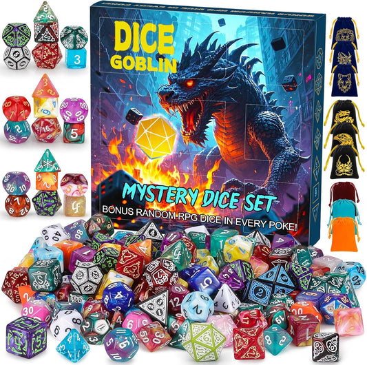 CiaraQ Mystery DND Dice Sets - Random 9 Complete Polyhedral Dice Sets with 9 Random Bags, Wide Range of Patterns, Surprise Blind Box DND Gifts for Dungeons & Dragons, Role Playing Table Game