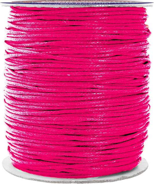 Mandala Crafts 1.5mm 109 Yards Hot Pink Cotton Waxed Cord for Jewelry Making Bracelet Cord Waxed String - Beading String Thread Jewelry Cords for Necklaces String