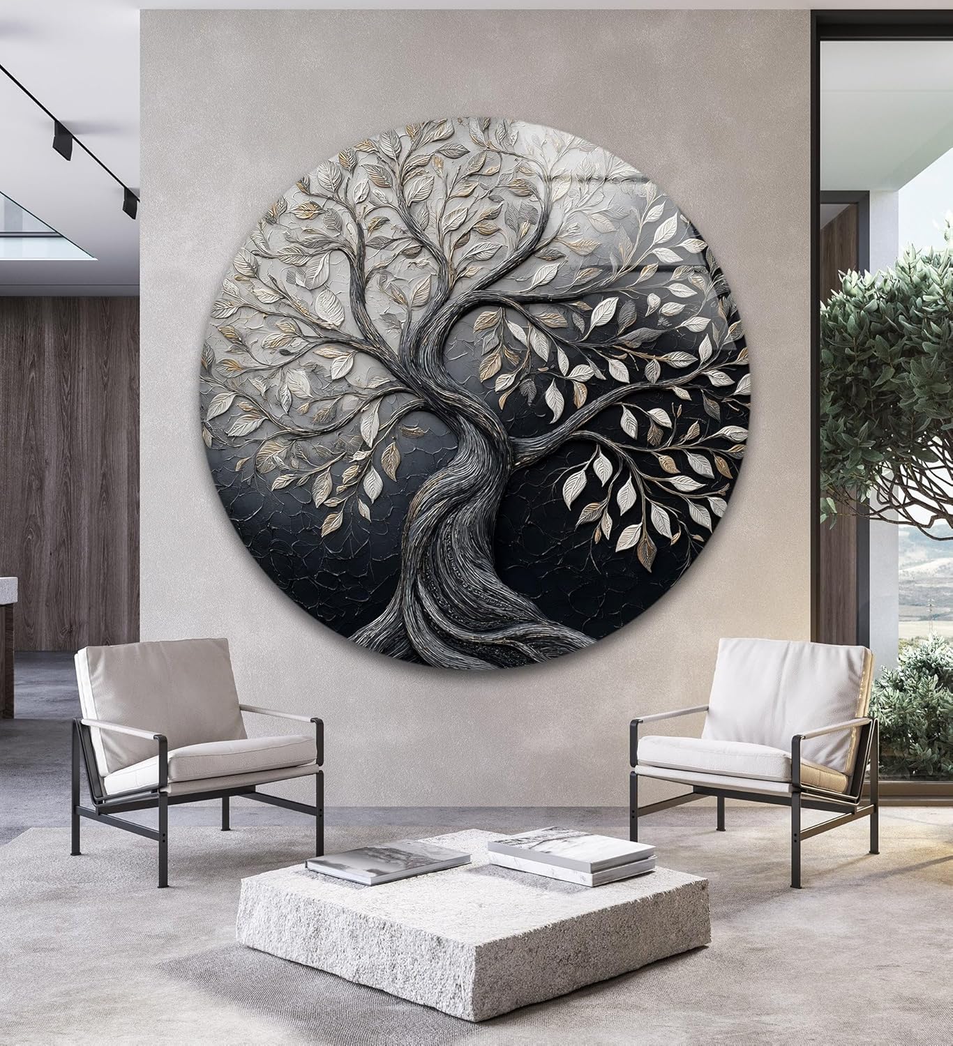 My Photostation.com 27.5''(70cm) Diameter Twilight Tree of Life Round Glass Wall Art Tempered Glass Printing Wall Decor Large Wall Art Wall Hangings