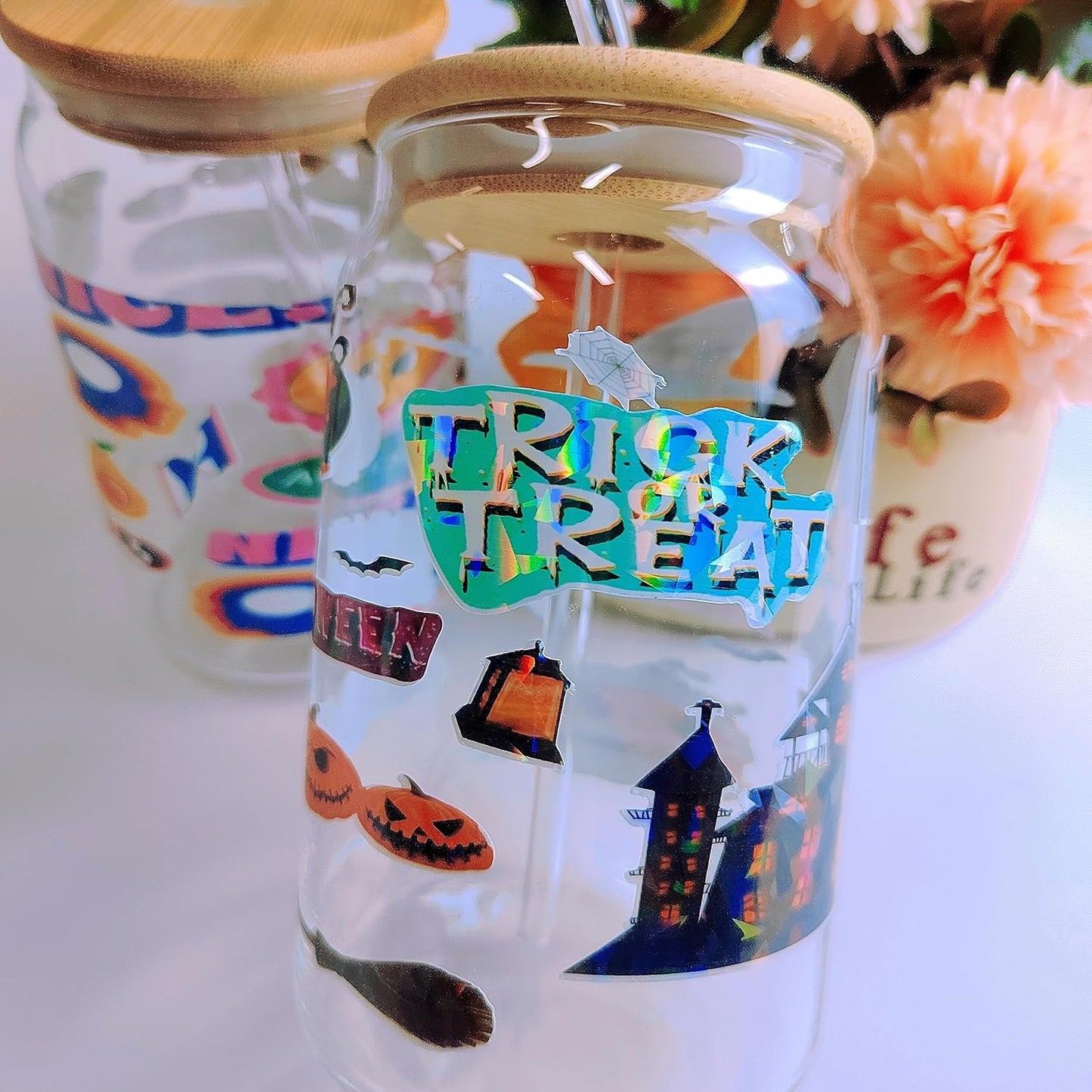 36 Sheets Holographic Sticker Paper 8.5" x11'' Waterproof Clear Vinyl Sticker Sheets Self-Adhesive Rainbow Overlay Sheets with 4 Styles Mixed